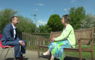 Julie Taplin being interviewed by Peter Bearne for the ITV Central News Bright Sparks Series
