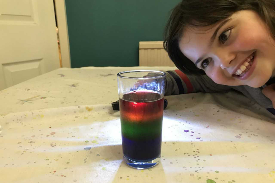 Miranda and her finished Radiant Rainbow experiment