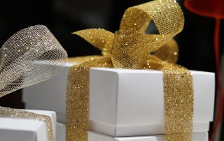 Gift Box with sparkly gold ribbon