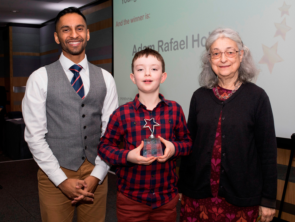 Above and Beyond Awards 2019. Bobby Seagull - Young Person's Resilience Award winner Adam Rafael Holmes - Anna Comino-James