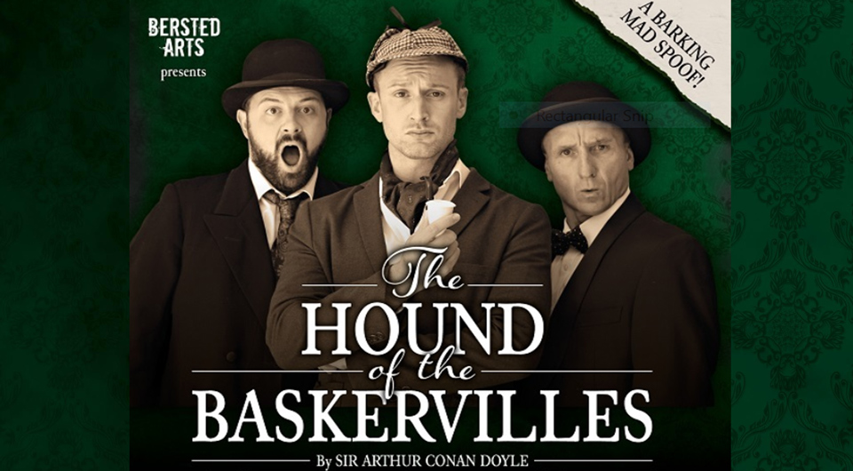 Flyer of The Hound of the Baskervilles spoof play by Berksted Arts