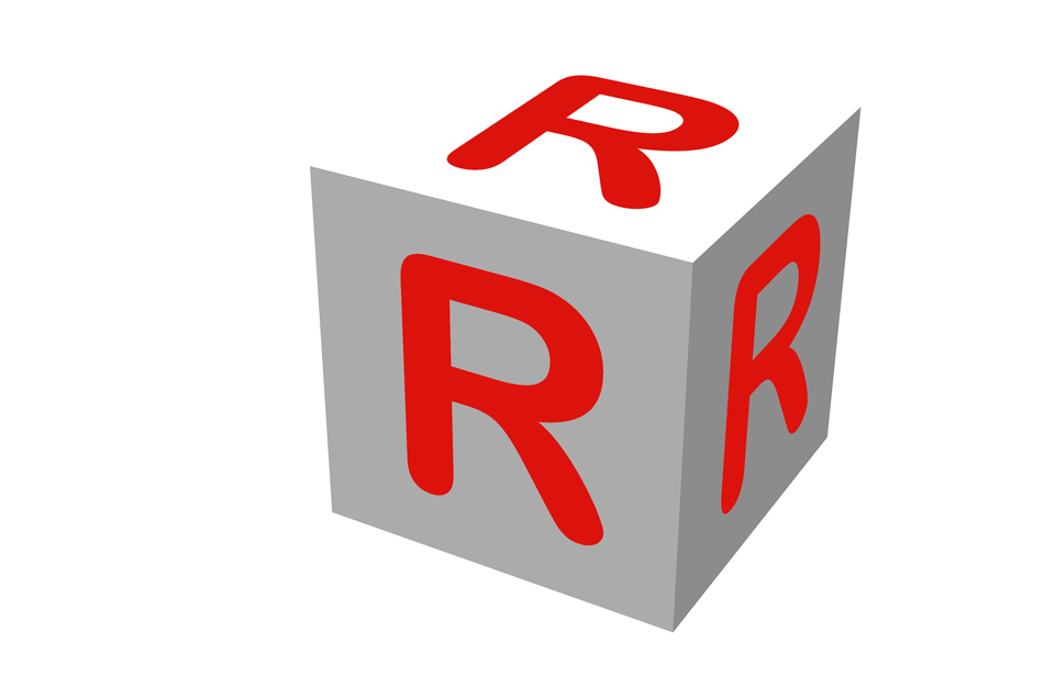 Block with three letter R's in red