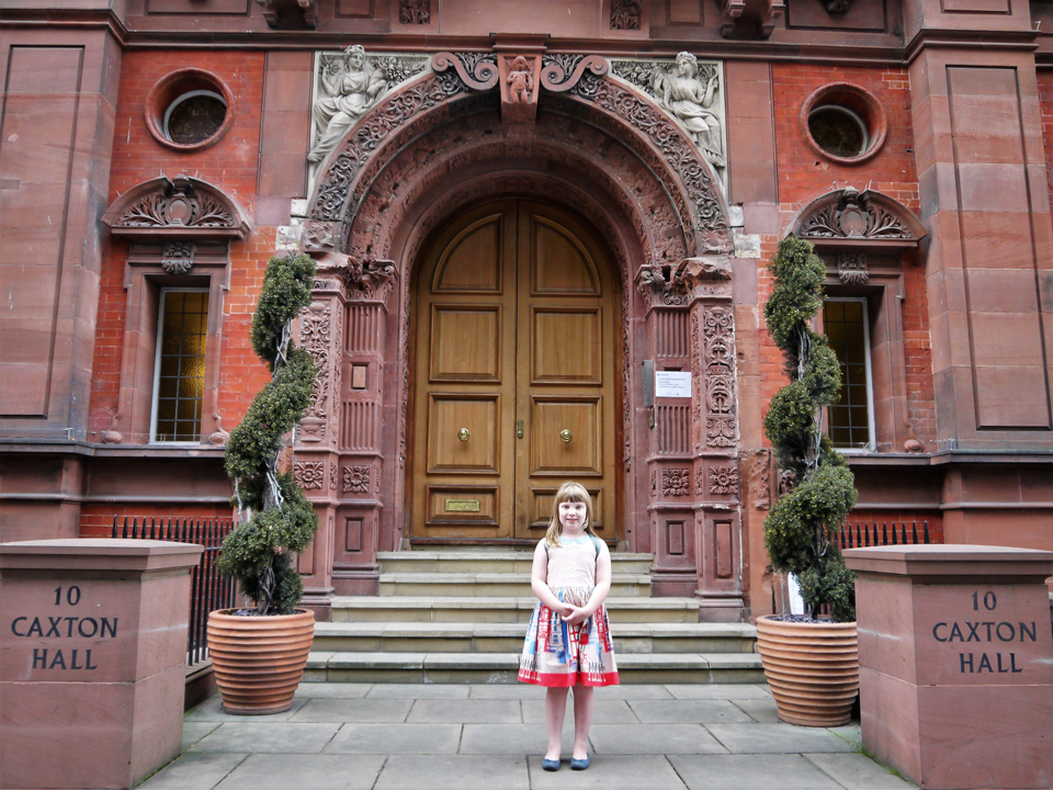 Girl standing in front of Caxton Hall