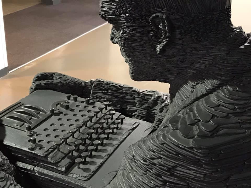 Slate Statue of Alan Turing at Bletchley Park