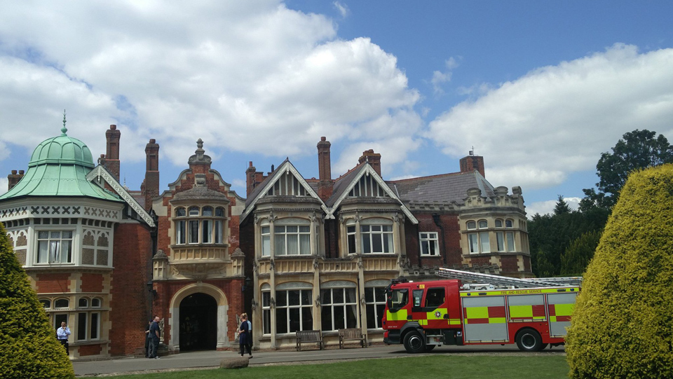 Fire engine outside The Mansion, Bletchley Park, July 3rd, 2019