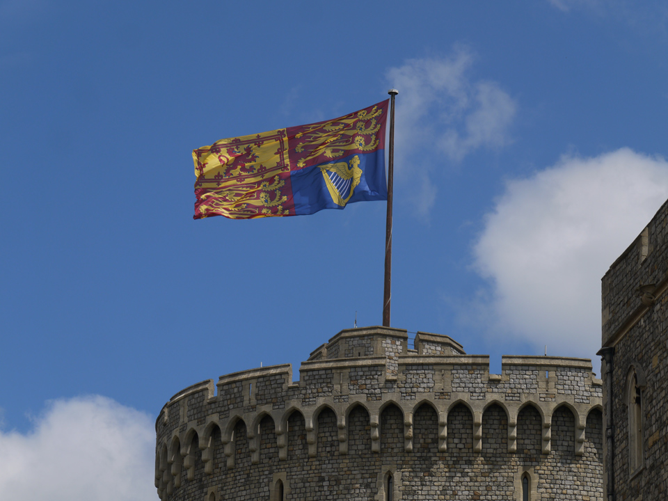 Queen's Flag flying at the top of the Round Tower, Windsor Castle