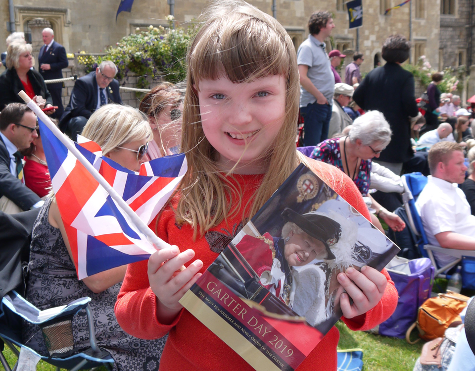 happy girl at Garter Day procession 2019