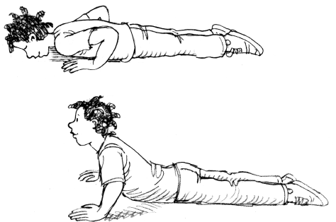 Graphic of a person performing half push-ups