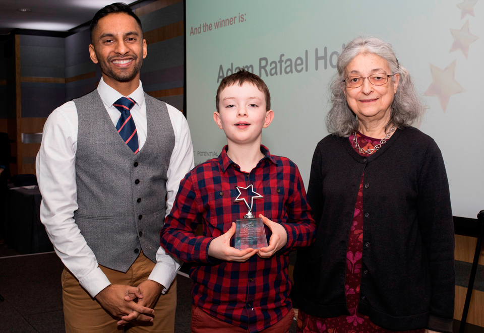 Above and Beyond Awards 2019. Bobby Seagull - Young Person's Resilience Award winner Adam Rafael Holmes - Anna Comino-James