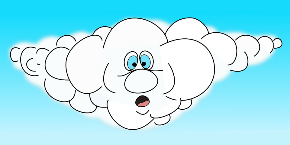 Graphic of a surprised cloud