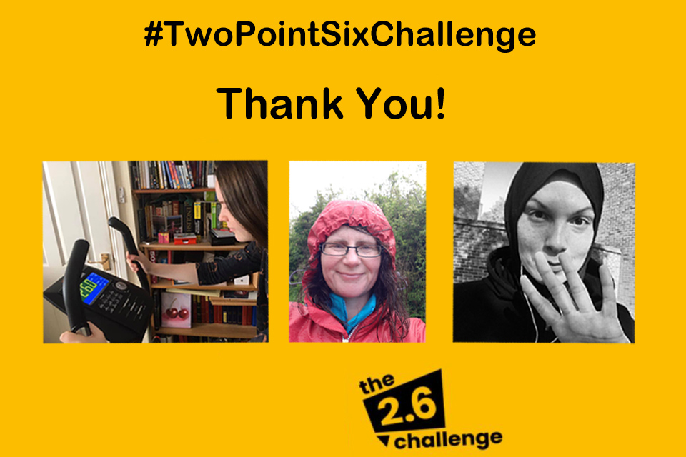 2.6 Challenge thank you with three people taking part in challenges