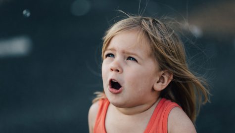 Young girl reacting intensely