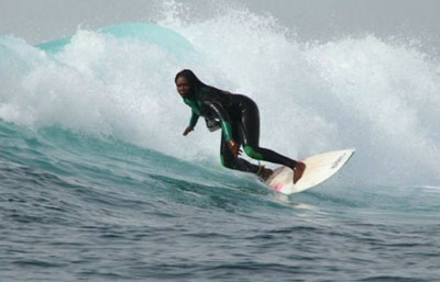 teenager surfing