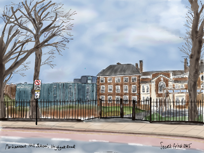 Painting of Parliament Hill School, Camden