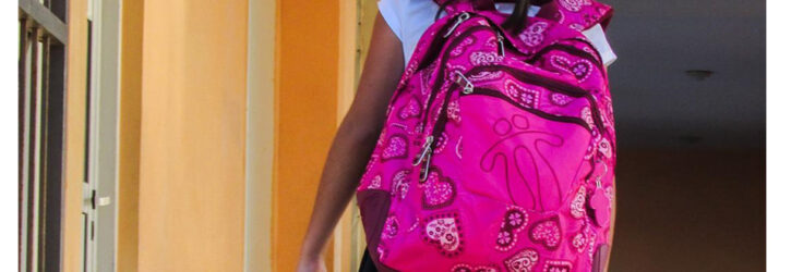 girl with pink rucksack