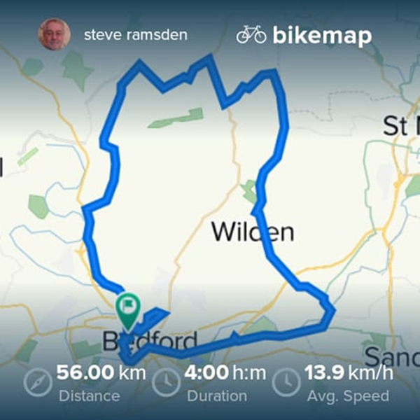 bikemap of Steve Ramsden's fundraising journey