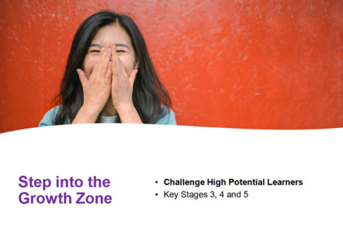 Person looking amazed. Step Into the Growth Zone front cover