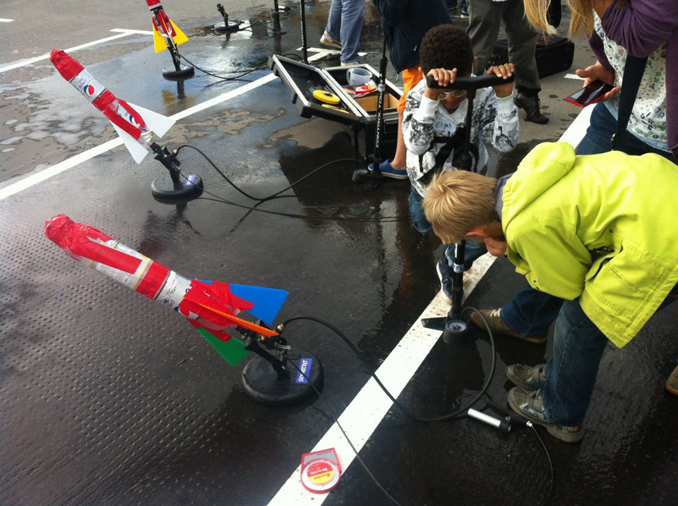 children launching rockets