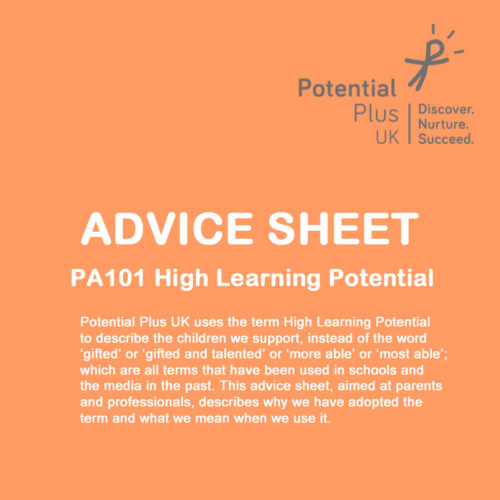 Front cover advice sheet PA101 High Learning Potential