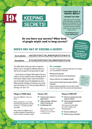 keeping secrets - challenge page from 50th anniversary challenge booklet