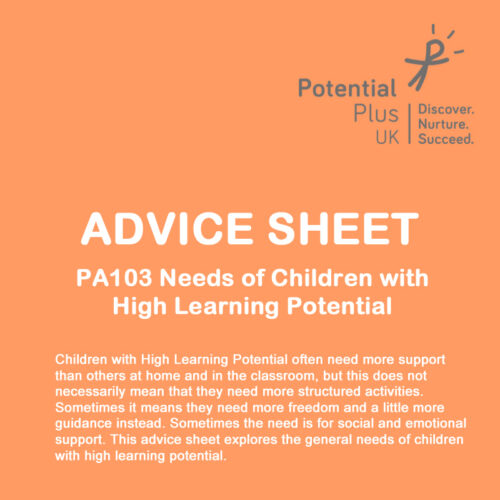 front cover advice sheet needs of children with high learning potential