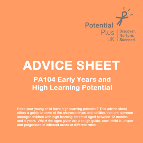 front cover PA104 Early Years and High Learning Potential