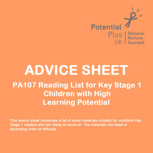 front cover PA107 reading list for key stage 1 children with high learning potential