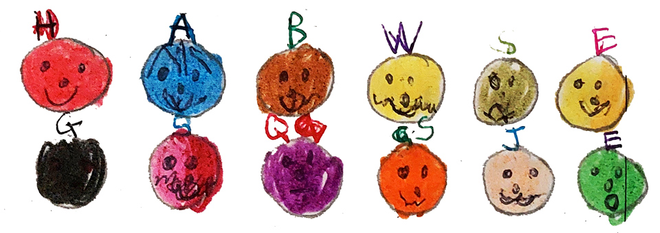 Emojis of feelings described in Molly Potter's book How are you feeling today, illustrated by Jayce J. aged 5