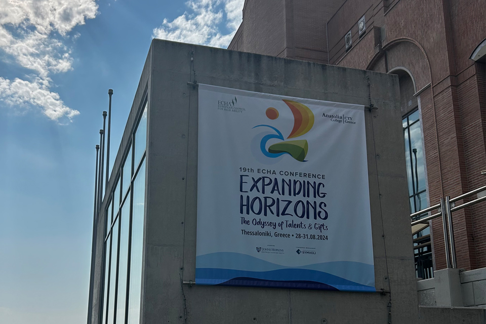 Banner on a wall about ECHA conference 2024